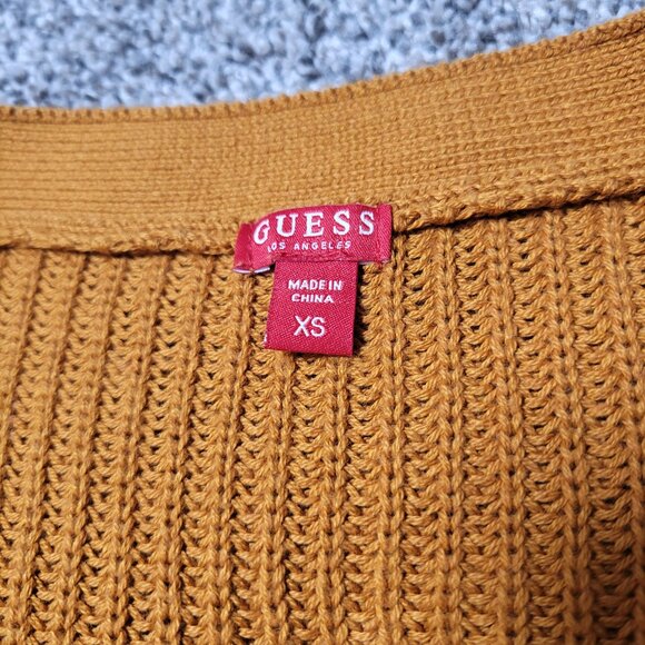Guess Burnt Orange Ribbed Knit Front Tie Sweater X Small - Picture 5 of 10